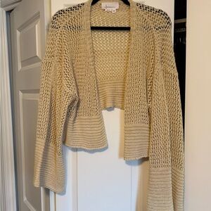 Anthropologie Cream Open-Knit Cardigan